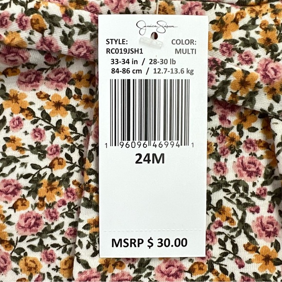 NWT Jessica Simpson Baby Girls Floral Coverall and Headband Set Size 24 Months - Picture 7 of 9
